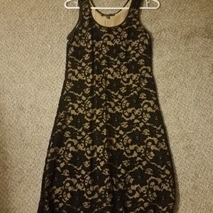 Black and tan lace dress